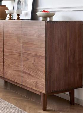 KMP胡桃木边柜收复古实木简约客厅中古餐风松木视地电柜纳储物玄