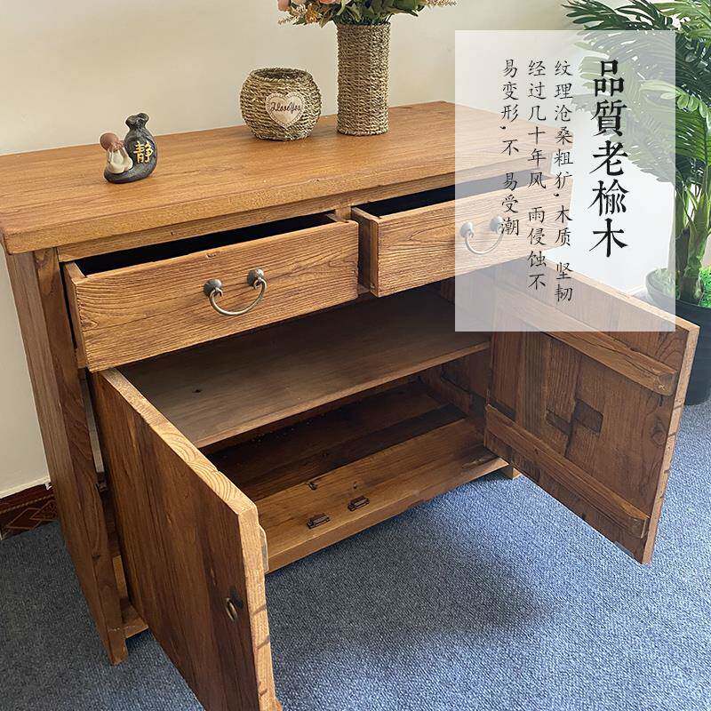 #Y老榆木餐ELX边柜实木风化复古储物3柜中式旧玄关做茶柜可定制双