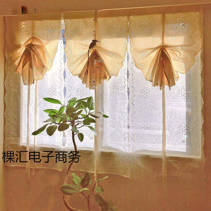 厂家直销成遮品气球帘提帘拉纱镂升空美式棉麻光卧室降无品牌/小