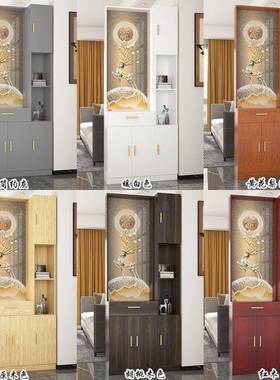 进门沙屏风AIF隔断置物架客进发门实木艺术现玻璃对大门玄关厅简