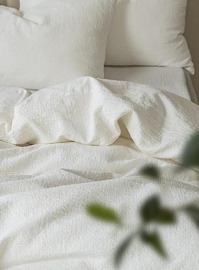 A类日式床上全件套6DOM0单s棉纯棉白色被套民四宿裸睡酒店床四件