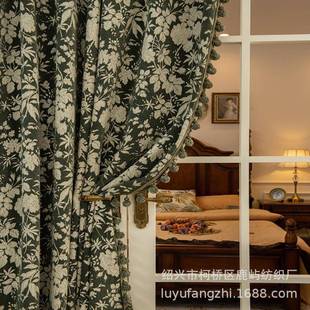 雪尼尔复卧室飘窗客厅加厚遮窗 中古风5古窗帘法式 QFB202新款 美式