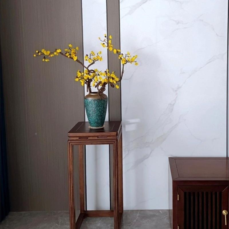 中式仿古实木花架客落地WTE盆架花几台阳绿萝实木老榆木置厅物景