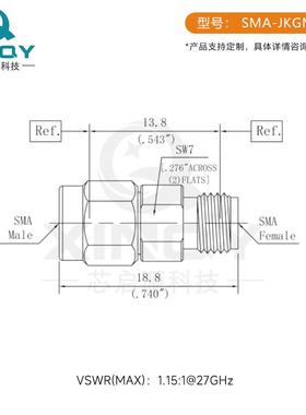 XINQY27头GXQY-SMA-不锈钢高频测接试转器50ΩF射频同轴转接SMRA