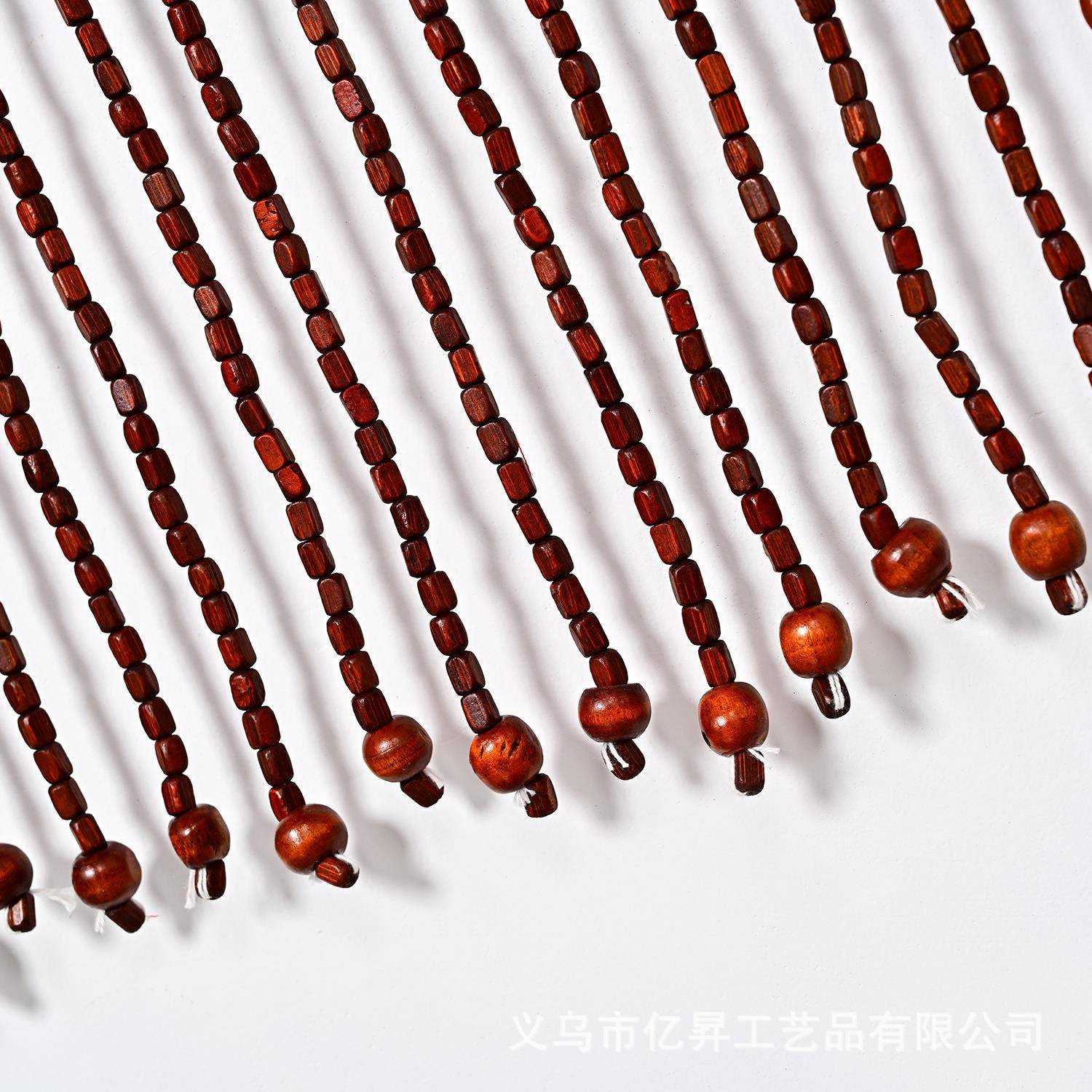 田园款门店新门帘LRQ防蚊蝇门实木珠简帘约中式复古风隔断饰装免