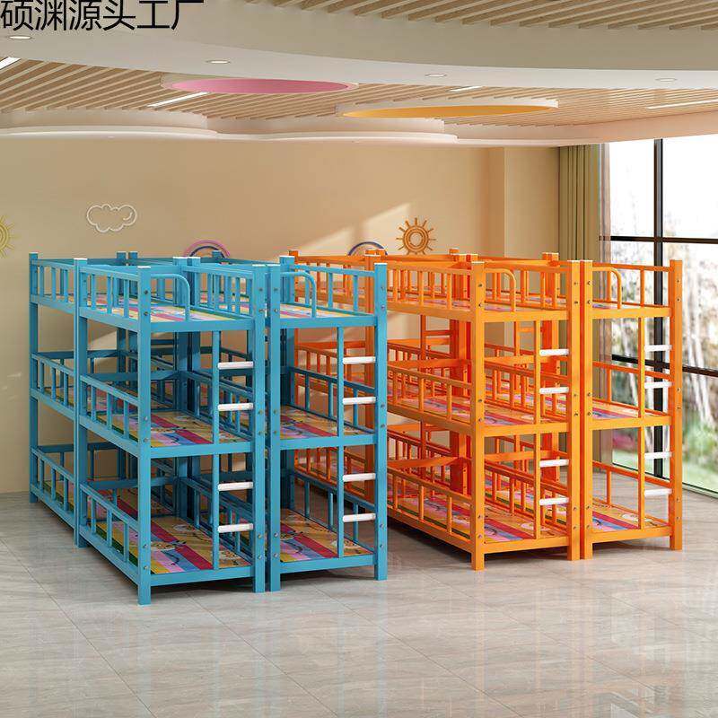 管午托床三层床双床铺层铁架儿小餐桌辅导托班午睡上下童321床家