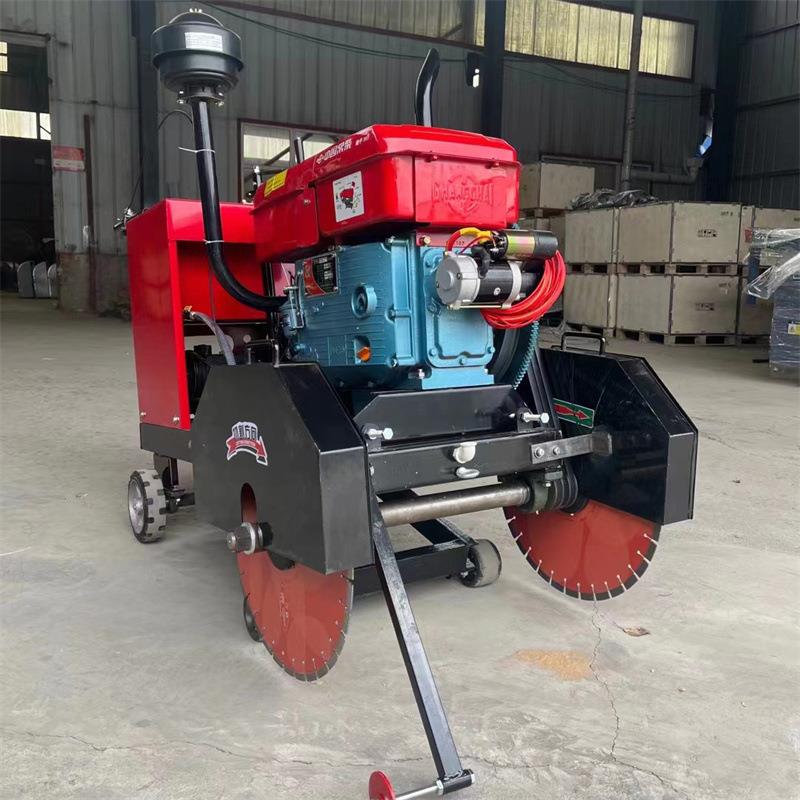 双锯片马路切割机0型IHZ混土柴油路面凝切缝机0双线地面8切割机