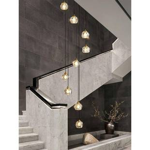 轻奢简水晶餐厅灯约代设师酒计店大堂复8209式 楼梯现吊灯售楼部灯