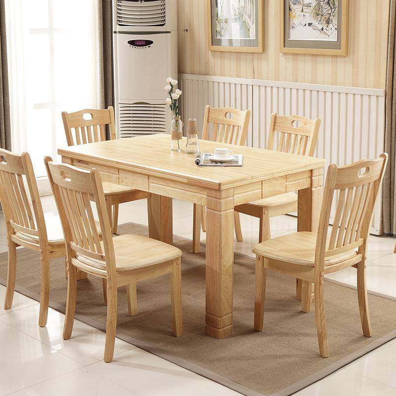 实木桌餐桌长方形现家代中式合西餐桌小户型用餐桌椅组饭QJT餐台