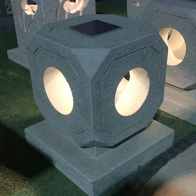 青石仿古太阳能灯明日庭式照石石石灯灯笼院园林地灯做旧石雕庭院