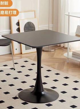 约现代家圆用简白色椅方形餐桌组合实木小户型饭桌洽谈接IFV待阳