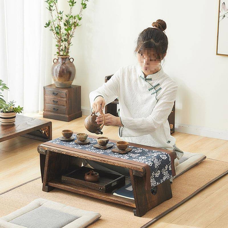 炕桌家用实可折插板折叠叠矮桌小飘窗桌榻子日式木茶桌茶台坐地榻