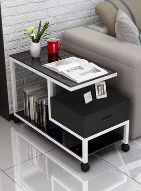轻奢发边几侧沙边柜可移IHH小动客厅茶几沙发旁桌床茶头柜钢化玻
