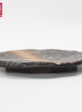 美烧10/12/4寸纹异形平盘铁板烧牛排烤肉复1古特色VGK树陶瓷餐光