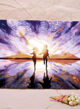 数画师数字油厂家直供纯手绘风景画大填装色饰31082画客厅手工油