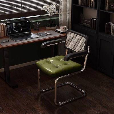 家用电脑椅藤编复古舒MWM适办公椅习书房室卧学书椅子靠背桌升降