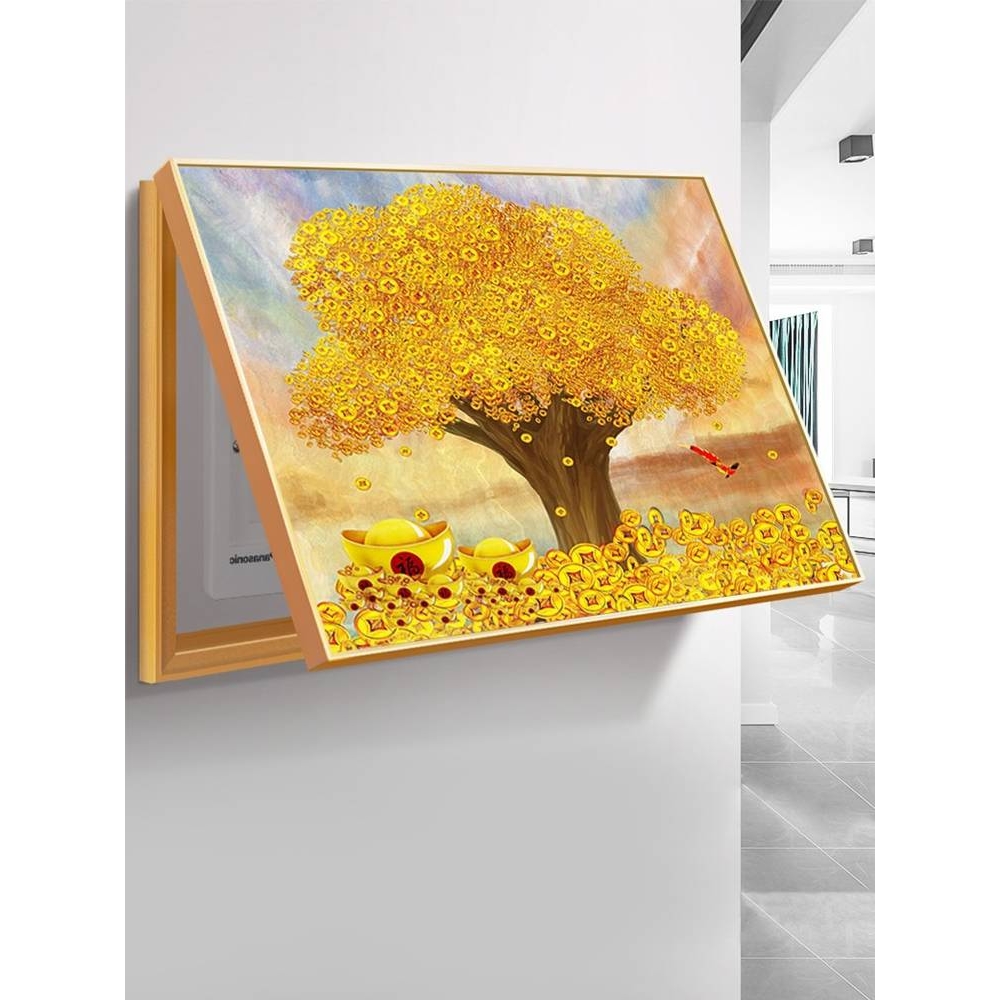 天台华莲发财树免打孔电表箱装饰画2024新款配电箱闸盒遮挡挂画开