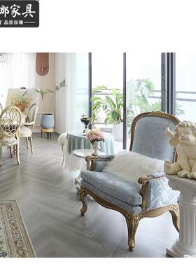 法式凡尔列赛系椅休闲椅客厅布艺单人全沙XJF发老虎椅屋家具