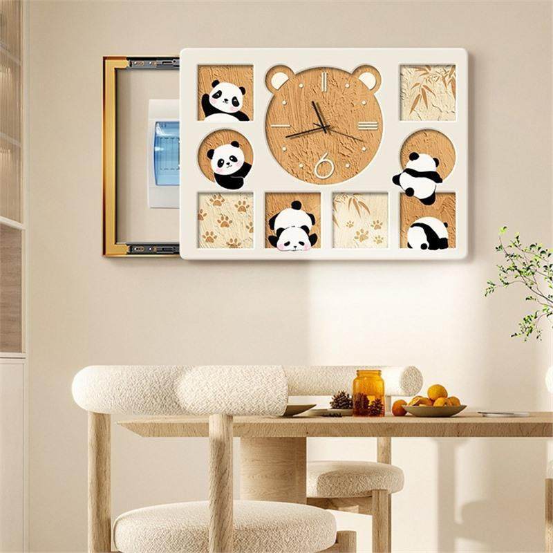 奶油无品牌/风电表箱装画电带饰钟画表熊猫配电箱画闸箱弱电箱遮