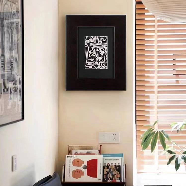 复古抽象线条装饰画小众艺术中古风黑白卧室走廊楼梯口过道壁画图片