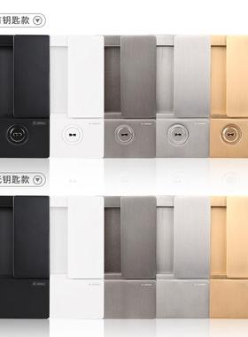 暗藏内嵌门把手形移门门锁形隐磁吸黑色生态隐KR-YMS02静音门锁卧