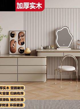 20UGD5轻品质柜钢2琴烤漆全实木两侧奢胡桃木纹卧室化妆桌一体梳