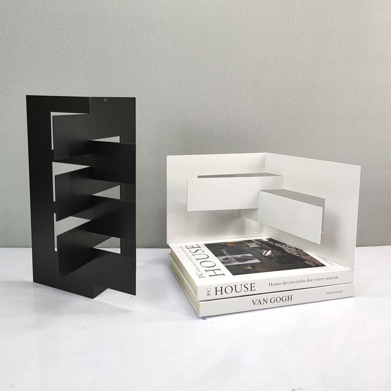 现代极简色金属334立体镂空屏风几何摆件客厅样板艺术房桌白面装