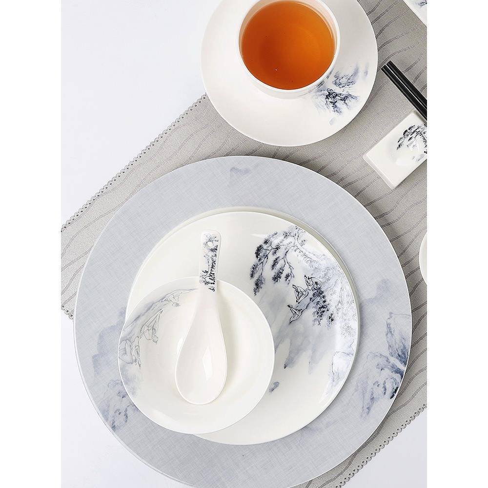 酒用品餐具摆饭西511餐盘子餐具店套装店碗碟台摆件四件套平盘中