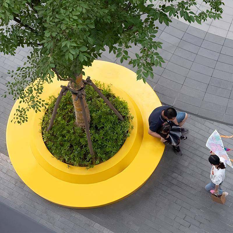 场玻璃钢池坐凳形户外园林景观FRP座椅树学校广大花池美006陈厂异