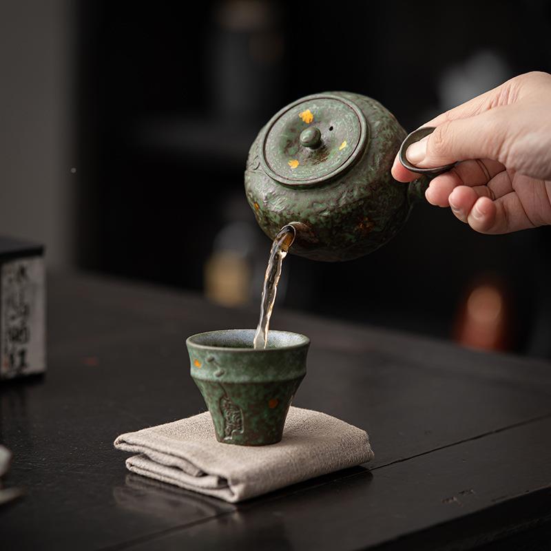 空寂斋弯月可侧把壶复661古日式青铜釉泡茶壶家老岩泥茶用具养单