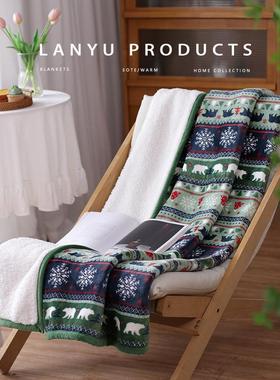 美式诞风卡18728通沙保发毯子珊绒瑚单人毛毯加厚暖圣冬季午休毯