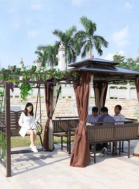 户外凉台花园庭亭院遮阳棚露台阳OGC闲亭子室外铝合金休室内葡萄