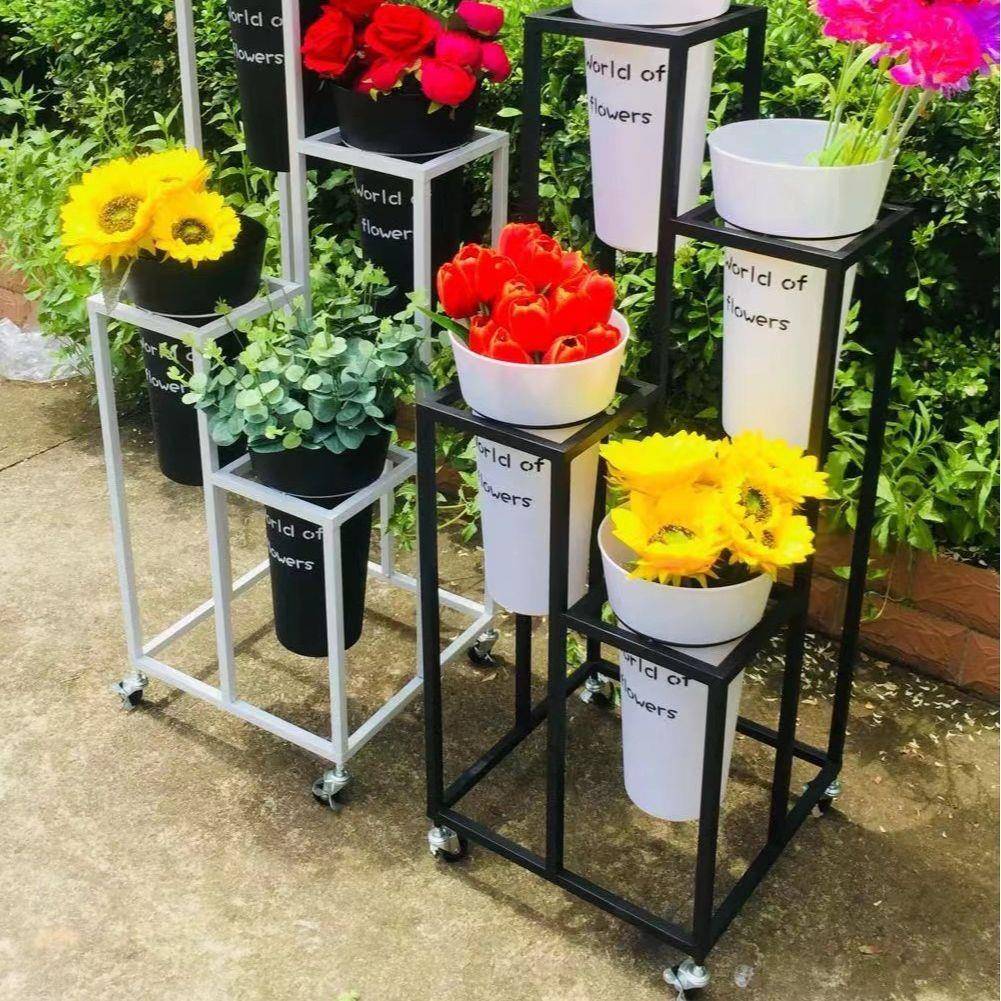 20230828多层阶鲜花展示架架架货圆桶架子可移动花架子花店花梯架