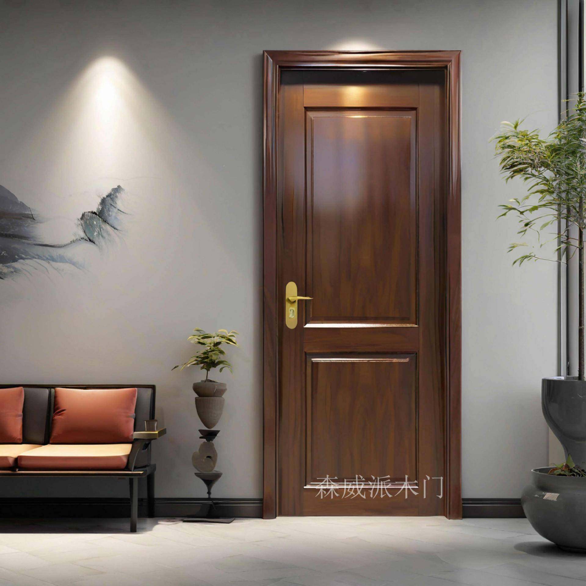 新中式泰国橡室木木门实木门无品牌/静音卧门内门原入户平开门室