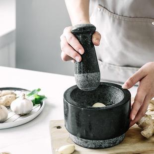 日器常家蒜缸蒜LIE罐家用艾德思杵和臼 大理石研磨捣双面研磨器