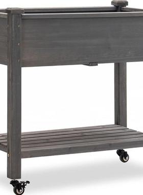 深室外阳台落地式园艺果蔬实木色灰色种植灰PEO收花床可纳花盆展