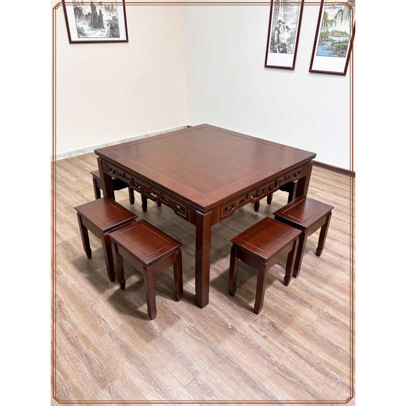 仙桌村实木方桌子THB八客家用农中堂老式实木餐桌饭店圆形正厅方