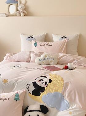 件2025新款安4屋颜-2020s全棉水洗贴布绣四套-晚棉熊猫