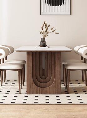 形中长风岩板餐式桌中VBZ453古风方家用现代简约小户型白蜡木法式