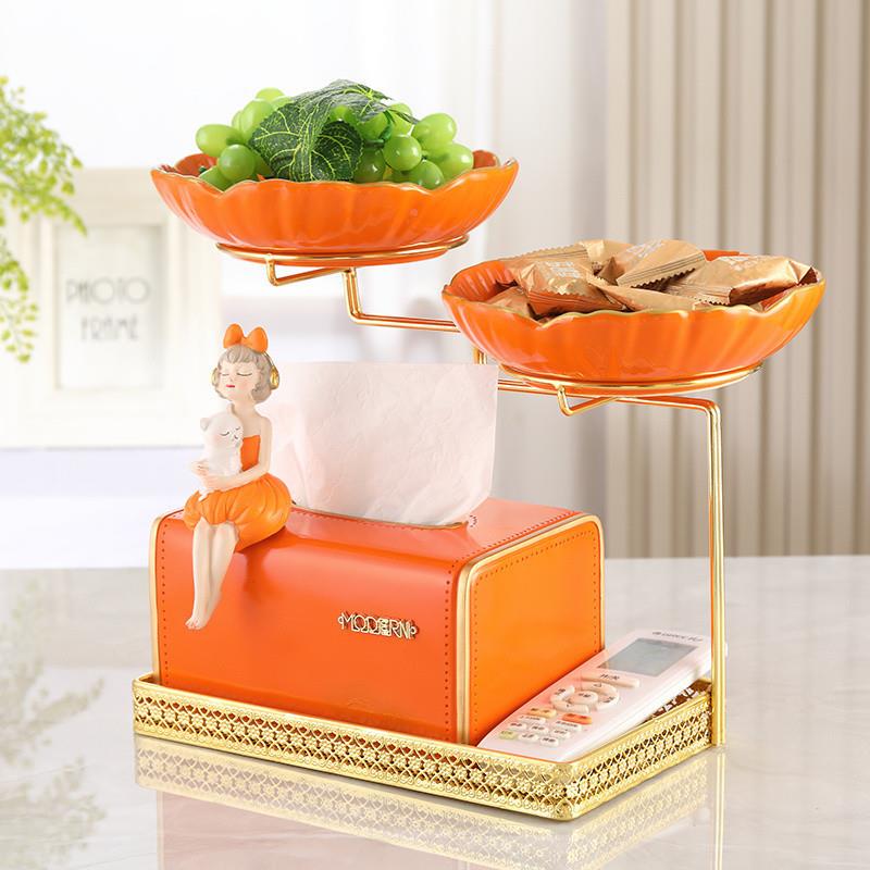 U意3Q新陶瓷水果盘巾款盒创现代轻纸奢客8B4zyGe2厅桌面茶几多功