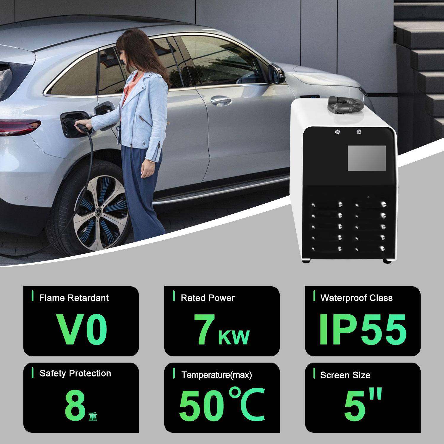 7kw移FEP动式充桩电动电汽车孔便携式2920V随瓦车充7千直流充电桩