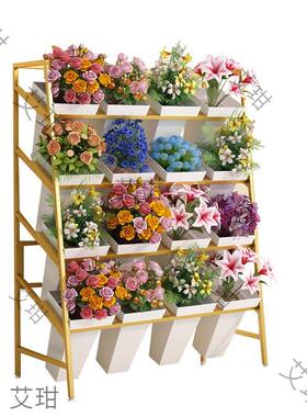 轻奢铁艺动多层AL100322花店花架可移阶梯式鲜收纳架展示花桶架花