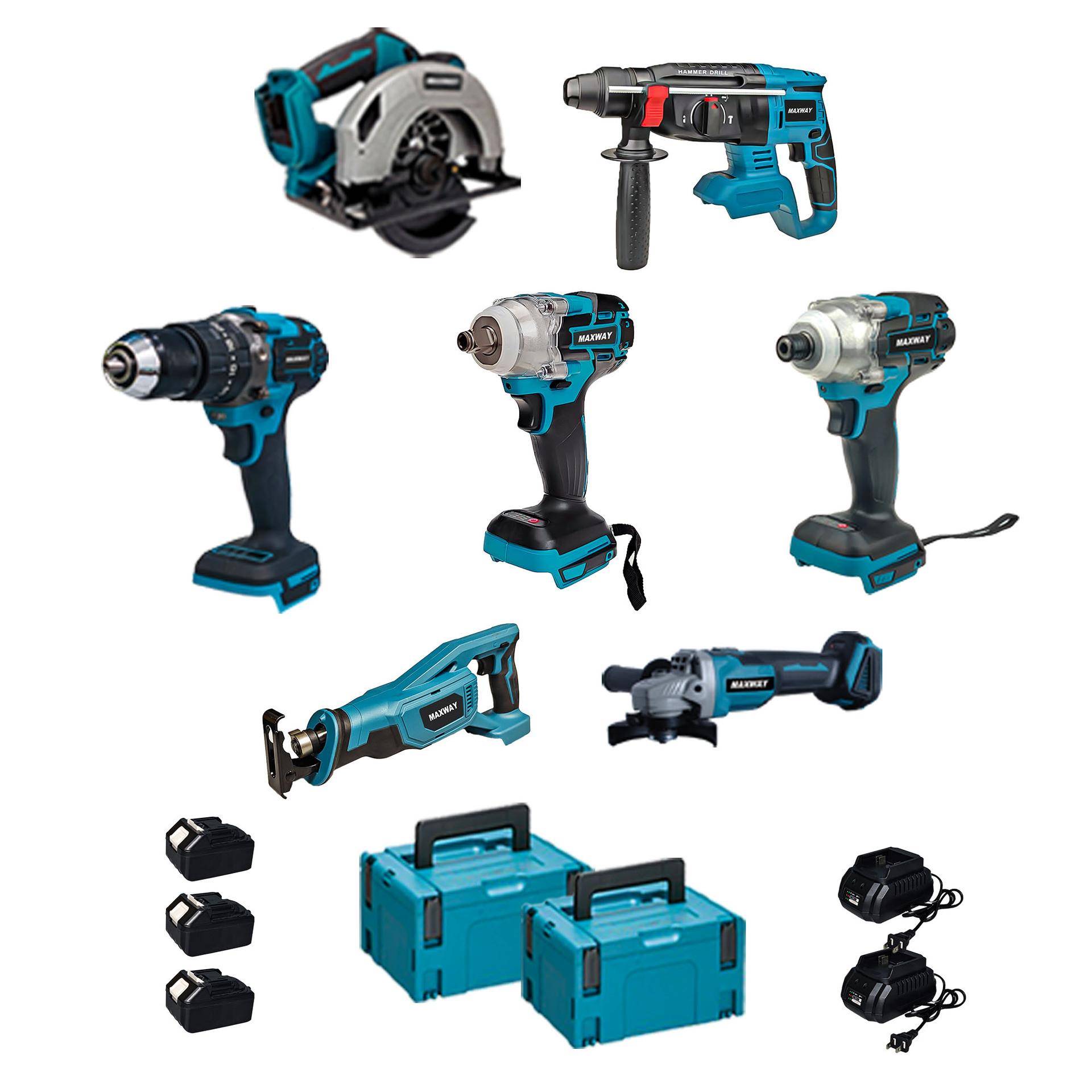 迈FMK克机威无手刷冲击钻起子机双用斯扳电圆锯往复锯角磨电锤7件