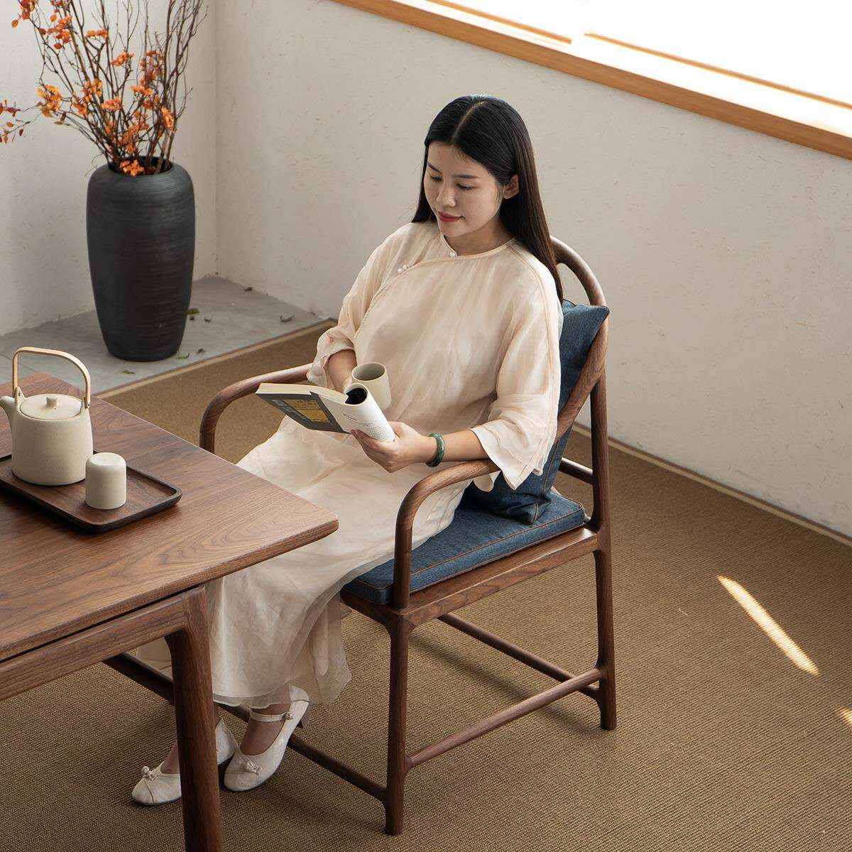 空新中式器胡桃木实木GYK小圈黑椅人围椅太师椅官帽椅茶椅主椅休