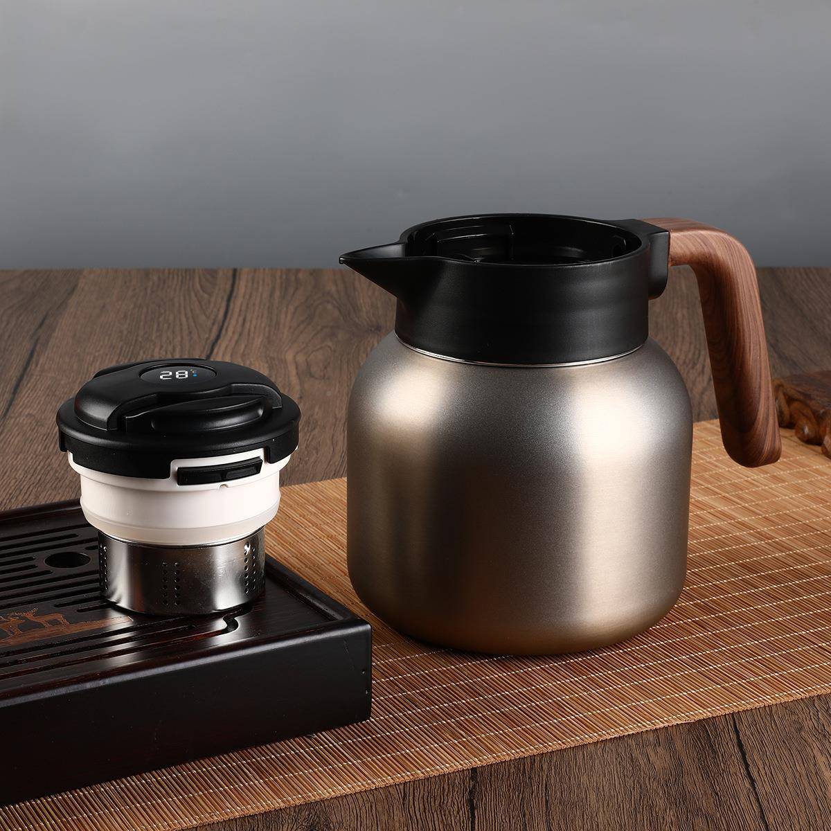 茶RJM壶家用大容量保温泡焖壶带温显滤网茶水分离闷焖茶壶热水壶