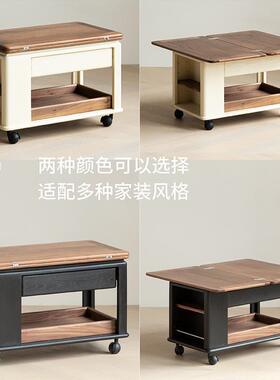 ir实木小推车可叠物可移OBX折几动小户型边中古风阳台多功能茶桌
