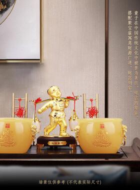 招吉祥件源送财童NEB子子摆玉聚宝盆步步高升梯套装家居客厅办公