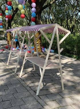 移动QWD可叠摊位户外棚木摆摊展示架实制促折销花车市集市架夜子