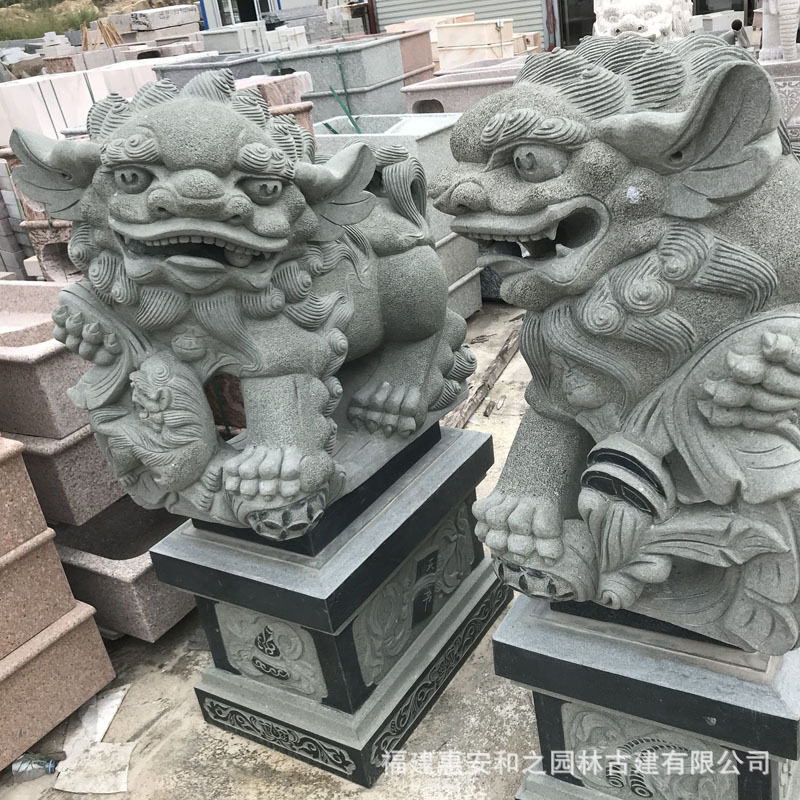 福建青石狮子石雕威严大气庭院门