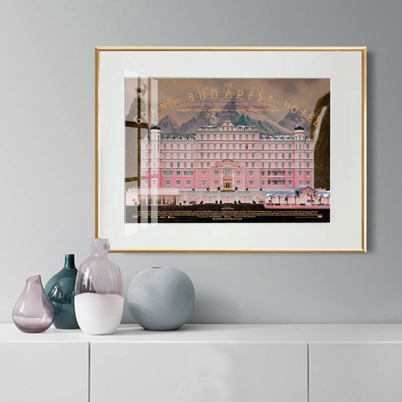 布达佩斯大饭店壁画卧室客厅装饰画挂画欧式城堡粉色美式建筑壁画图片